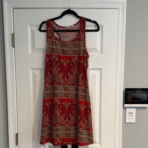 Red Paisley Sleeveless Dress